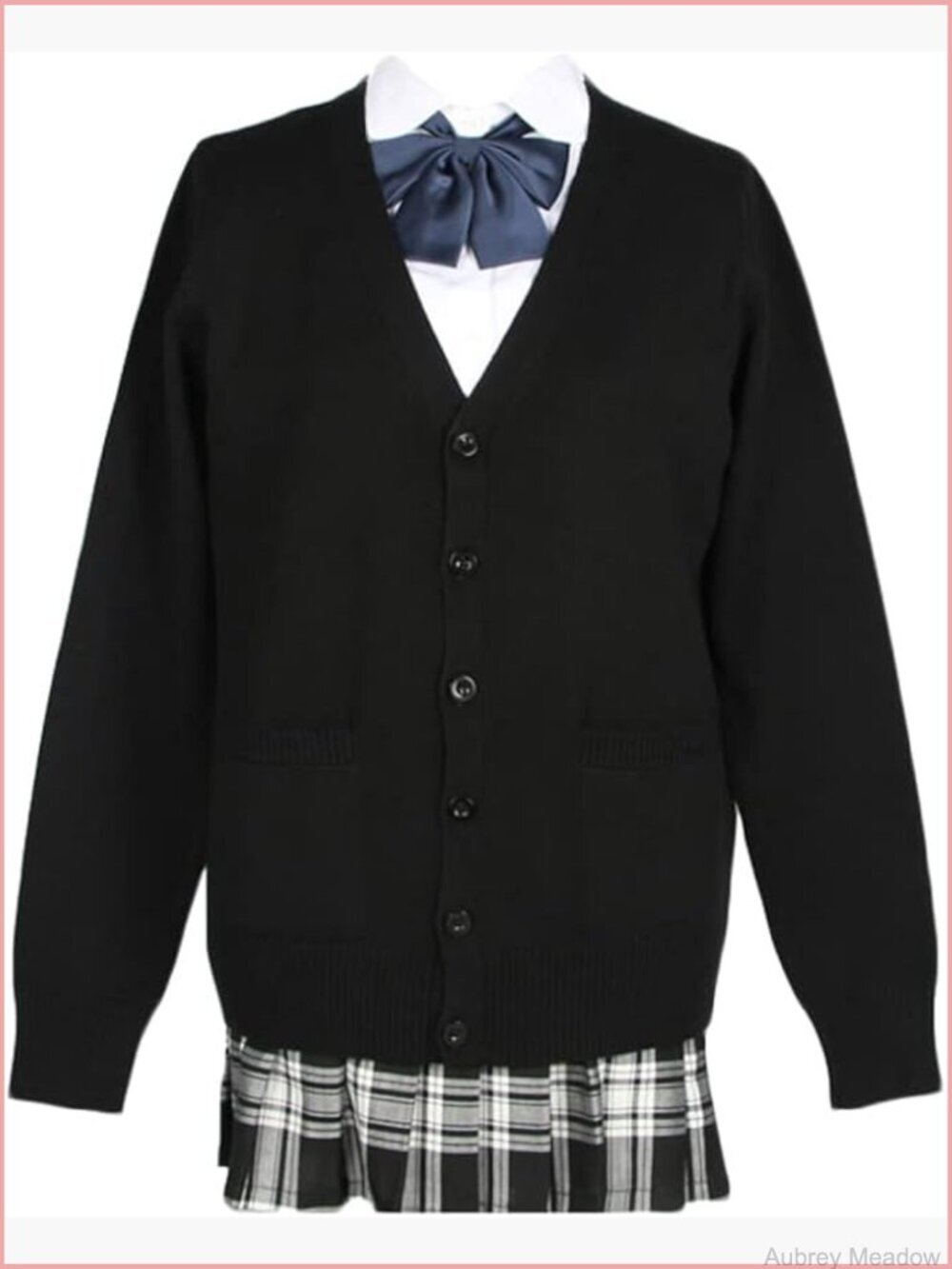 V Neck Cardigan Sweater Coat with Pockets School Uniform Layer